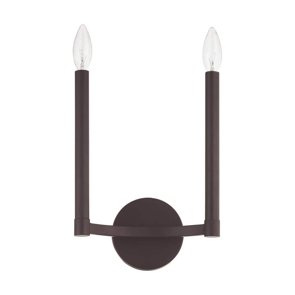 Bronze Double Candle 2-Light Wall Sconce