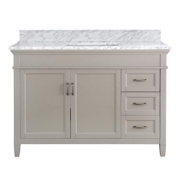 Home Decorators Collection Ashburn 49 in. Single Sink Gray Bath Vanity with Carrara White Marble Top (Assembled)