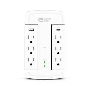 6-Outlet Wall Mounted Swivel Surge Protector with USB