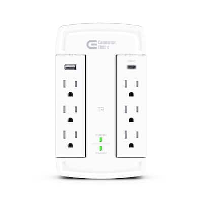 Commercial Electric 1-Outlet Wall Mounted Surge Protector, White