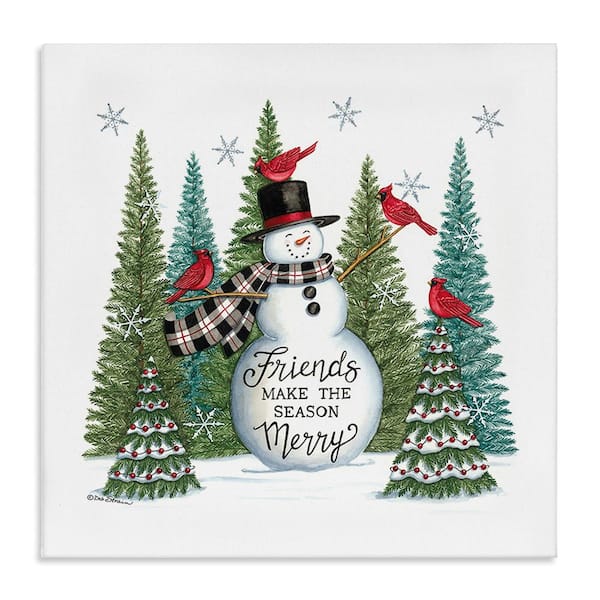 Stupell Industries Winter Friendship Snowman by Deb Strain 1-Piece Unframed Graphic Print Typography Poster Art Print 30 in. x 30 in.