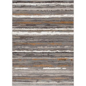 Verity Makai Grey 3 ft. 11 in. x 5 ft. 3 in. Modern Abstract Stripe Area Rug