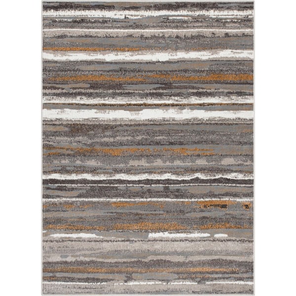 Well Woven Verity Makai Grey 3 ft. 11 in. x 5 ft. 3 in. Modern Abstract Stripe Area Rug