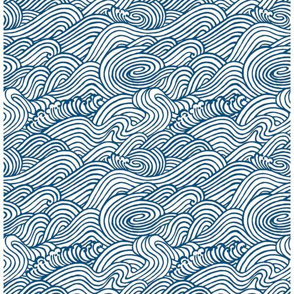 A-Street Prints Mare Navy Wave Navy Wallpaper Sample