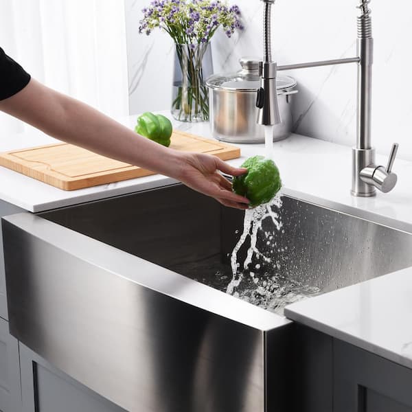 Handmade Farmhouse Apron-Front Stainless Steel 30 in. Single Bowl Kitchen Sink Handmade Farmhouse Apron-Front Stainless Steel 30 in. Single Bowl Kitchen Sink