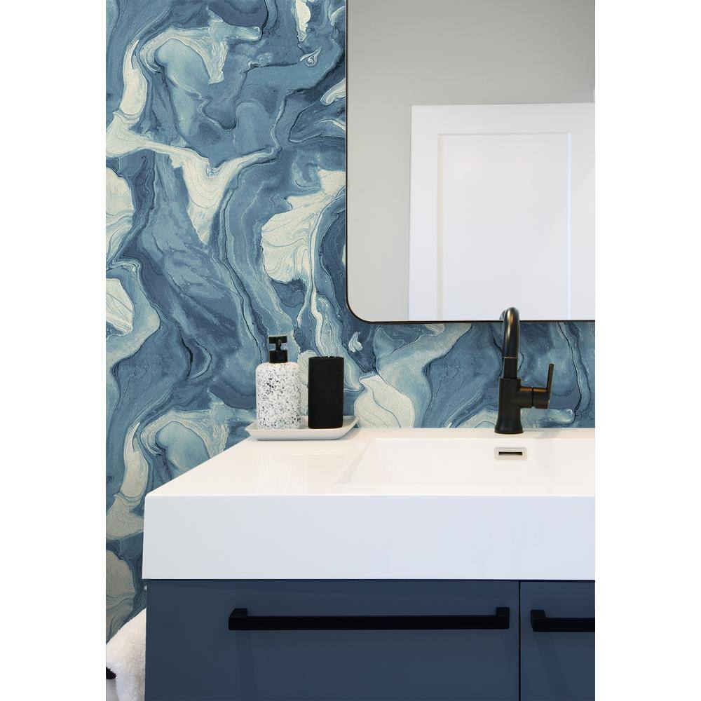 Blue Marble Self-Adhesive Vinyl Peel and Stick Wallpaper