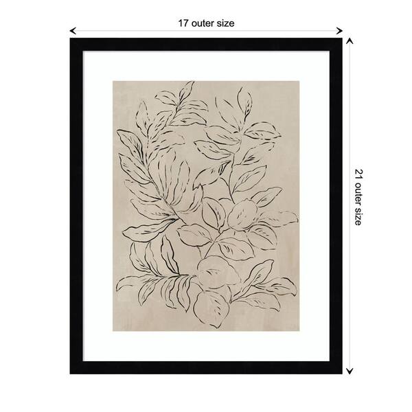 Amanti Art Outlined Leaves I by Asia Jensen 1-Piece Wood Framed