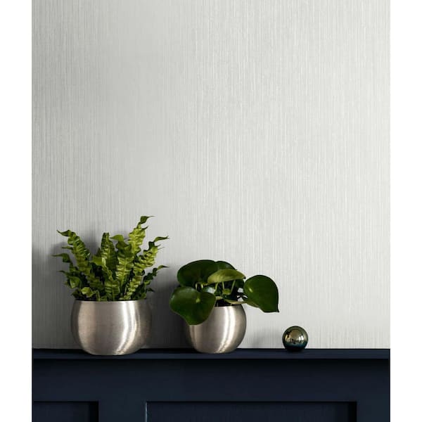 60.75 sq. ft. Snowbound Vertical Stria Embossed Vinyl Un-Pasted Wallpaper Roll