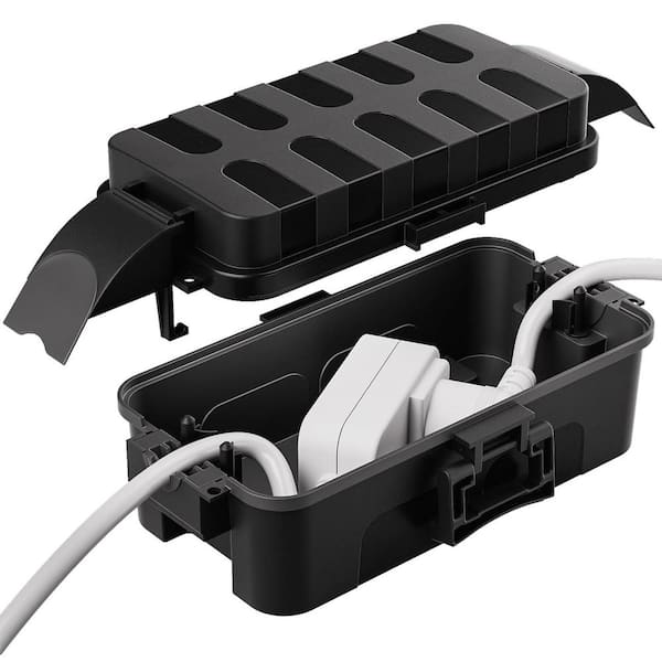 Modern Outdoor Electrical Box Waterproof with Detachable Shield Covers, IP55 Waterproof Extension Cord Cover in Black