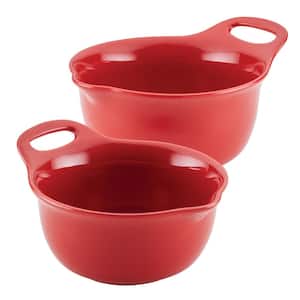 2-Piece Ceramic Red Mixing Bowl Set