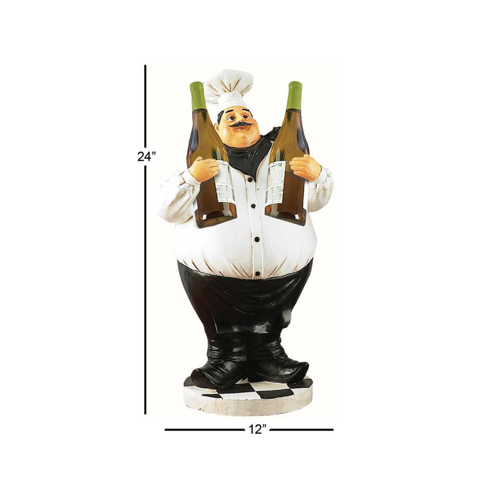 White Polystone Chef Sculpture with Wine Holder Slots
