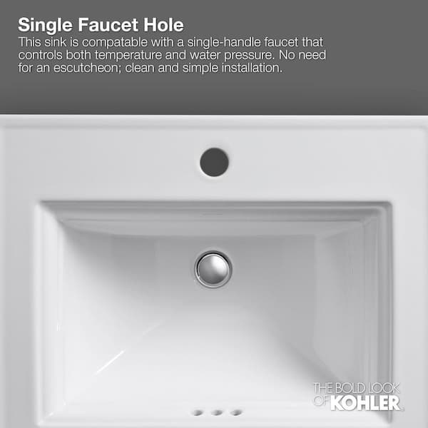 KOHLER Archer 22-3/4 in. Drop-In Vitreous China Bathroom Sink in Biscuit with Overflow Drain