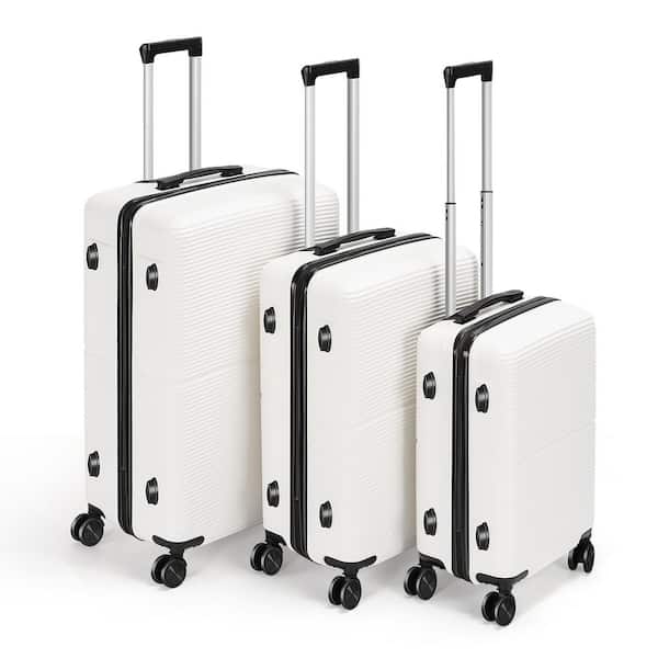 HIKOLAYAE 3-Piece Spinner Luggage Set, Hard Shell Case with TSA Lock in White
