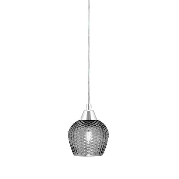 Unbranded Bryson 6 in. 1-Light Chrome Cord Pendant Light with 6 in. Smoke Textured Glass Shade, no bulb included