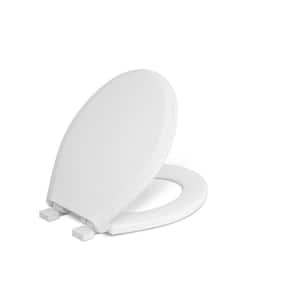 Round Closed Front Toilet Seat with Safety Close in White