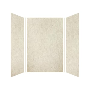 Expressions 48 in. x 48 in. x 72 in. 3-Piece Easy Up Adhesive Alcove Shower Wall Surround in Sea Fog