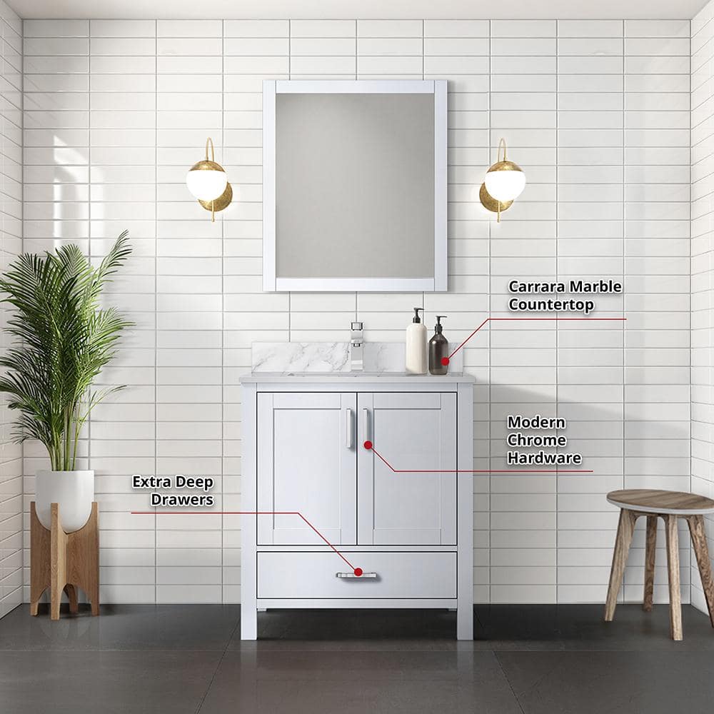 Jacques 30" White Freestanding Vanity Cabinet