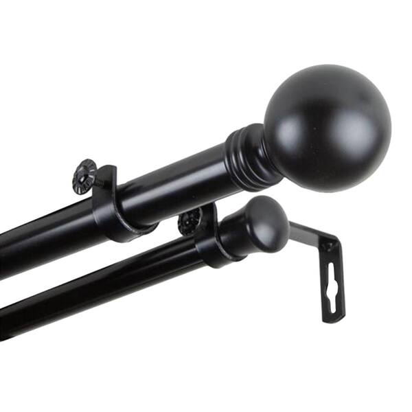 Rod Desyne 160 In 240 Double Curtain Black With Finial 100 01 1602 D The Home Depot Double Curtain Rod, Home Depot Double Curtain Rods
