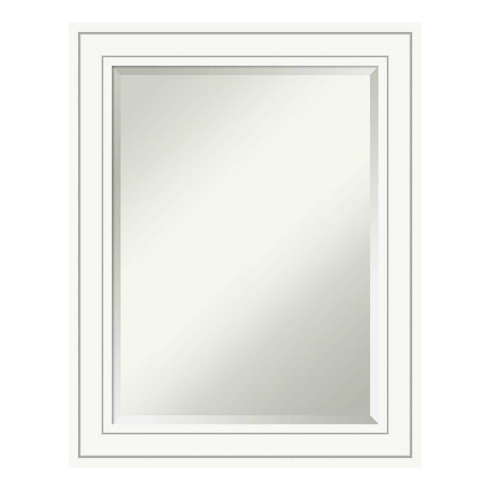 Craftsman White 23 in. x 29 in. Beveled Rectangle Wood Framed Bathroom Wall