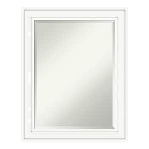 Craftsman White 23 in. x 29 in. Beveled Rectangle Wood Framed Bathroom Wall Mirror in White