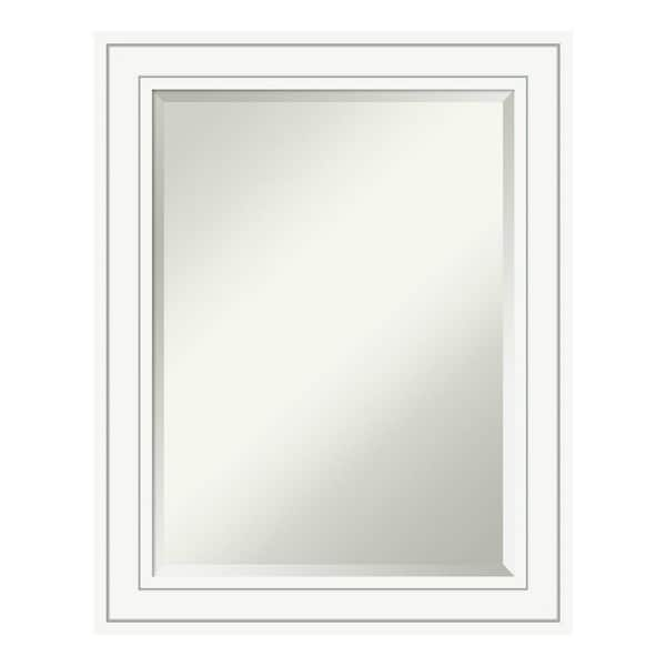 Amanti Art Craftsman White 23 in. x 29 in. Beveled Rectangle Wood Framed Bathroom Wall Mirror in White