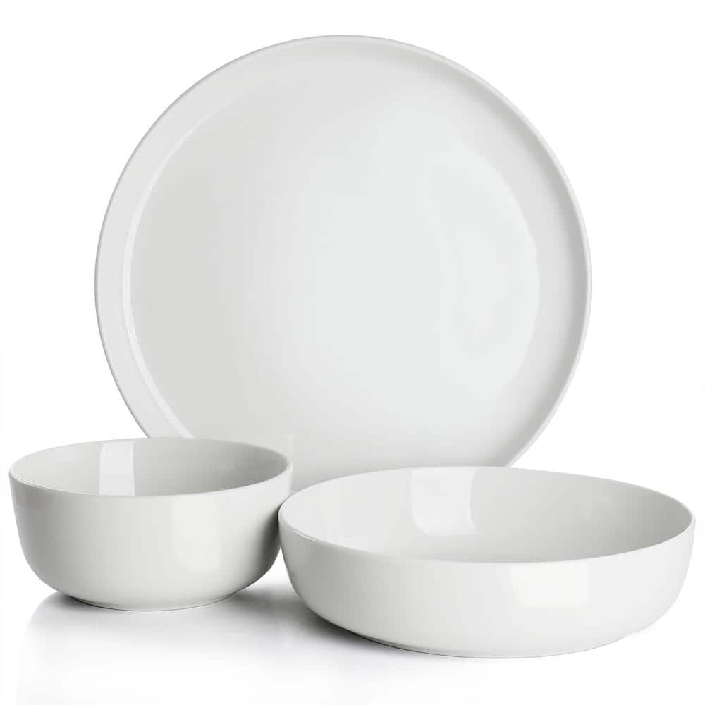 Avisala 12-Piece White Ceramic Dinnerware Set for Four