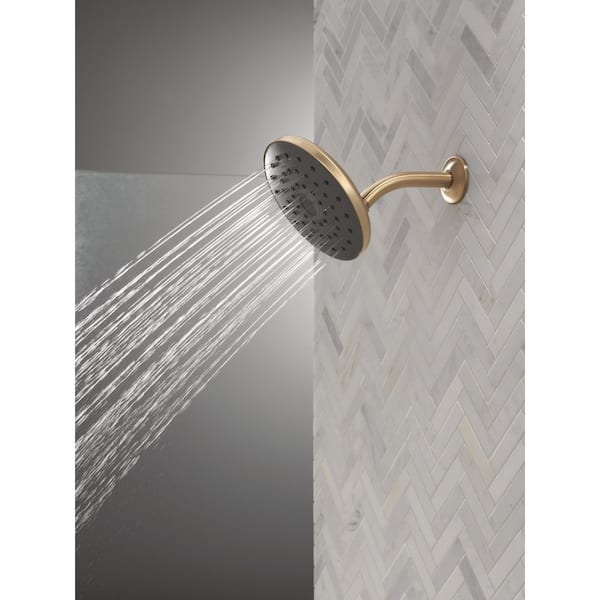 PivotPro Gold 1-Spray Patterns 7 in. Wall Mount Fixed Shower Head in Champagne Bronze