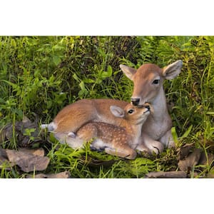 Cuddling Mother and Baby Deer Garden Statue