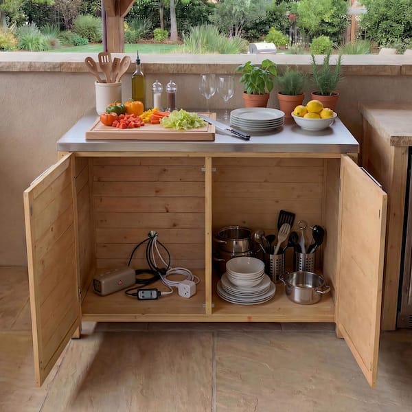 FUFU&GAGA 51 in. W x 24 in. D x 37 in. H Brown Cedar Wood Outdoor