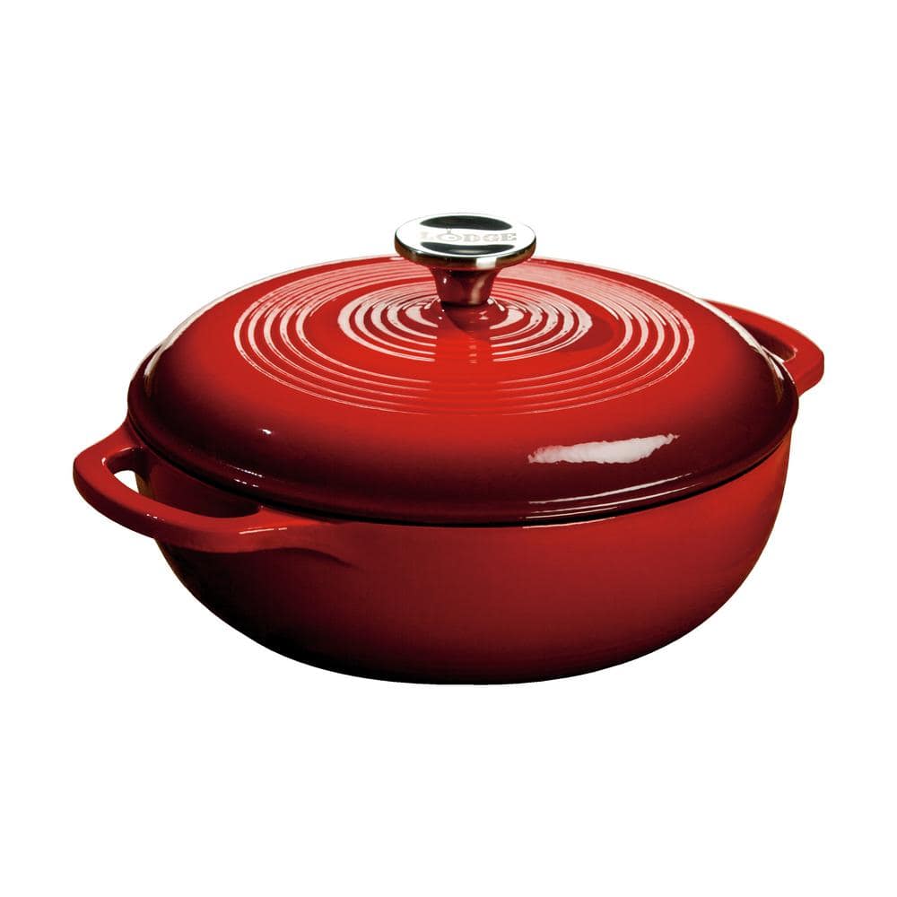 Lexi Home Premium Enameled Cast Iron Dutch Oven with Dual Loop Handles - 3  Quart, Red - Lexi Home