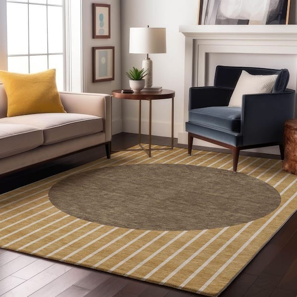 Mayfield Premium Machine Washable Abstract AMF994 Wheat 5 ft. x 7 ft. 6 in. Area Rug