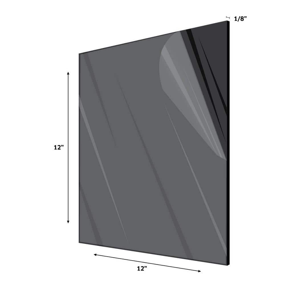 12'' x 12'' Black Acrylic Plexiglass Sheets (3-Pack)