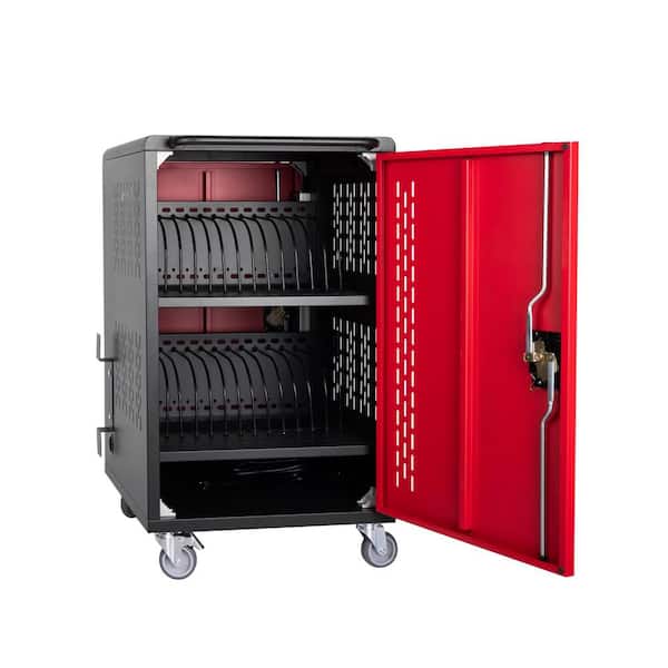 20 in. D x 20 in. W x 34 in. H 32-Bay Black Charging Cabinet Locking Charging Station