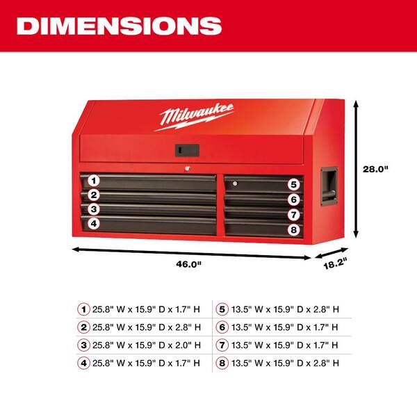 Tool Chest and Rolling Cabinet Set 46 in.16-Drawer Steel Textur Red Black Matte 