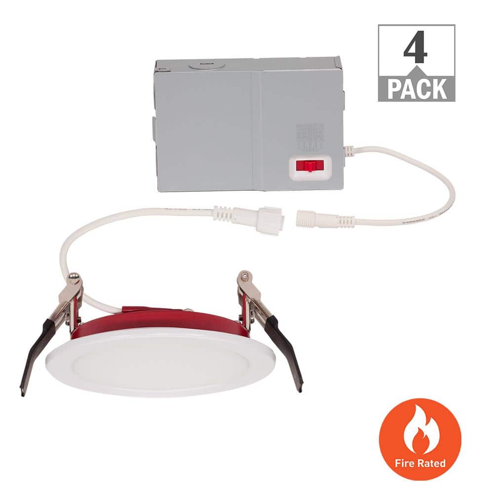 4 in. Fire Rated Canless Integrated LED Recessed Light Trim Downlight 800-Lumens Adjustable CCT Dimmable (4-Pack) price history on PriceWatchPro