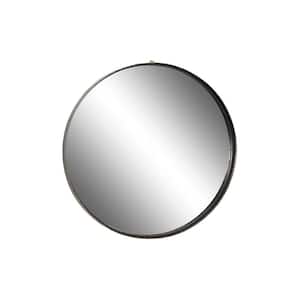 Round Metal 32 in. x 32 in. Wall Mirror with Metallic Gold Textured Trim