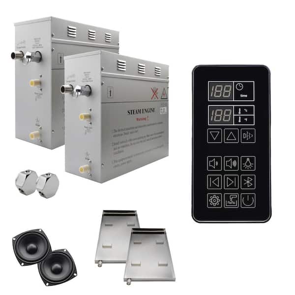 Superior SteamPoint Plus 18kW Steam Bath Generators, Self-Draining with Bluetooth Digital Keypad in Black and Drip Pans