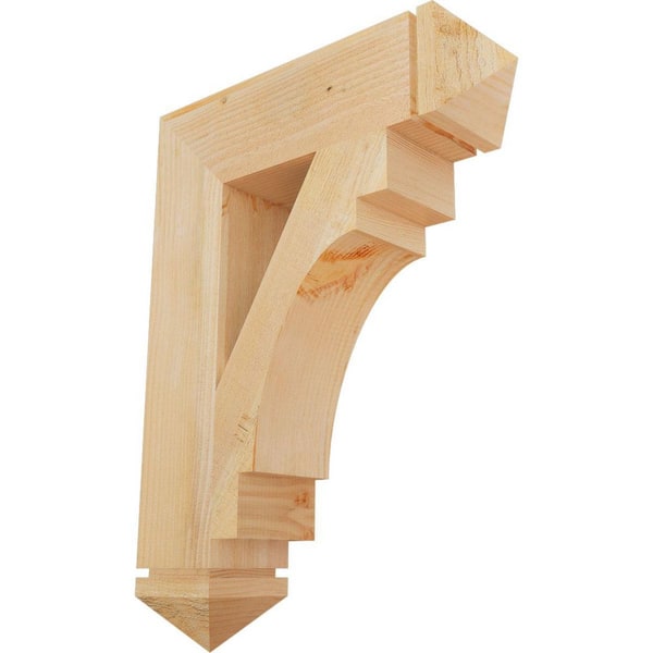 Ekena Millwork 6 in. x 32 in. x 24 in. Douglas Fir Merced Arts and Crafts Rough Sawn Bracket