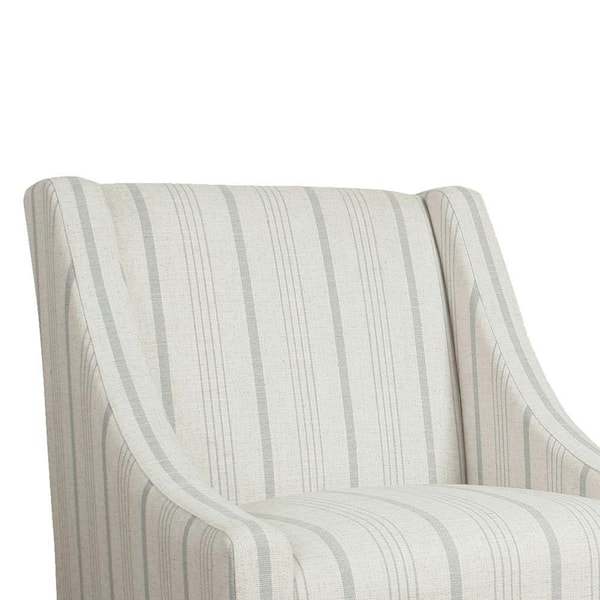 Blue White Carved Slope Stripe Accent Chair