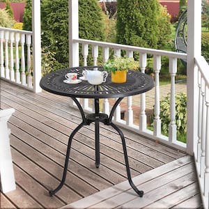 Brown Round Cast Aluminum Outdoor Side Table