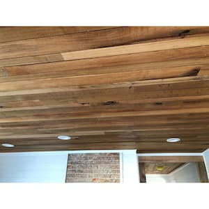 3/8 in T. x 4 ft. Random Width 3 in. - 5 in. W., 10.59 sq. ft. Quartersawn Oak Barnwood Ceiling and Wall Planks