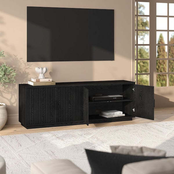 Meyer&Cross Mero 68 in. Black Grain TV Stand Fits TV's up to 75 in