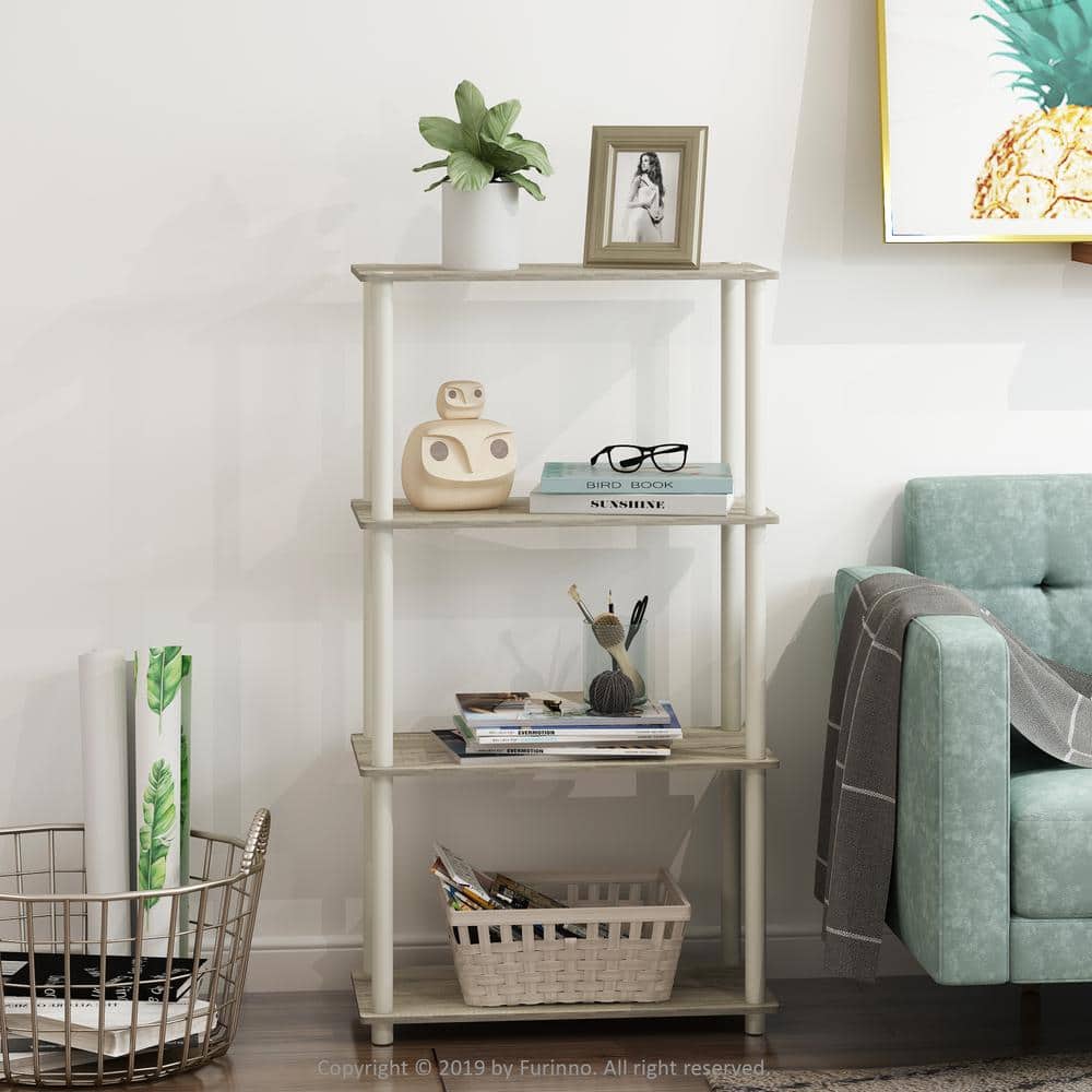 Sonoma Oak & White Kids' 4-Tier Multipurpose Shelf Display Rack