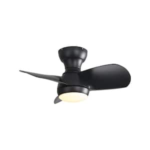 23 in. W Indoor Black Small LED Ceiling Fan with 3 Color Dimmable and Remote Control, 3 Black ABS Blades