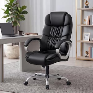 High Back PU Leather Ergonomic Executive Chair, Office Chair in Black with Lumbar Support
