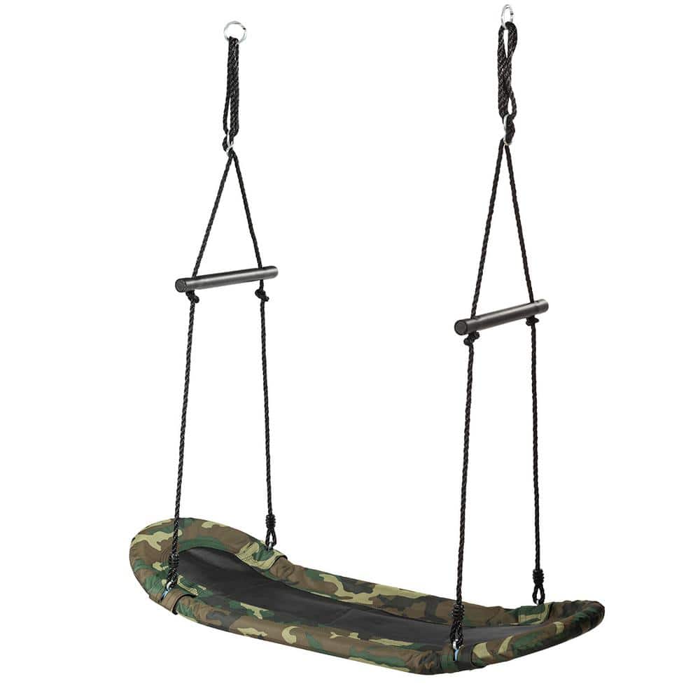 Costway Camouflage Green Tree Swing Adjustable Oval Platform Set