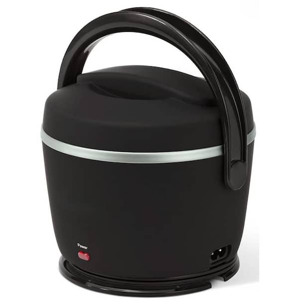 Electric Lunch Box Metal Food Storage Container with Lids, Portable Food Warmer, Spill-Free and Dishwasher-Safe in Black