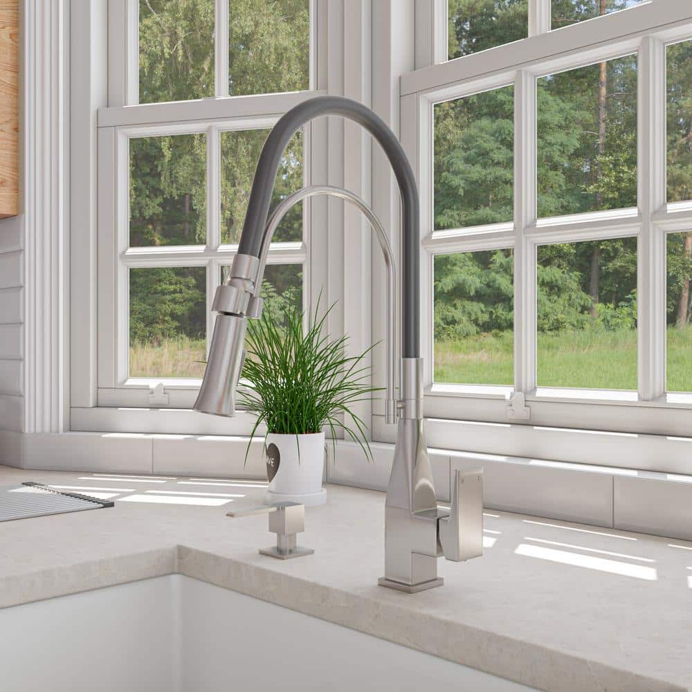 Brushed Nickel Pull-Down Kitchen Faucet with Spray
