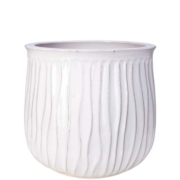 Unbranded 11 in. x 10 in. Riverside Decorative Ceramic Planter - Creamy White