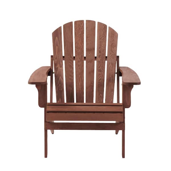 Brown Oversize Folding Wood Adirondack Chair with Pre-Assembled Backrest​